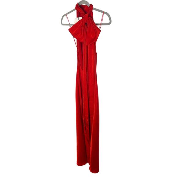 Misha Evianna Gown Maxi Dress Mock Neck Bow Gala Black Tie Formal Prom Size S - Picture 8 of 12